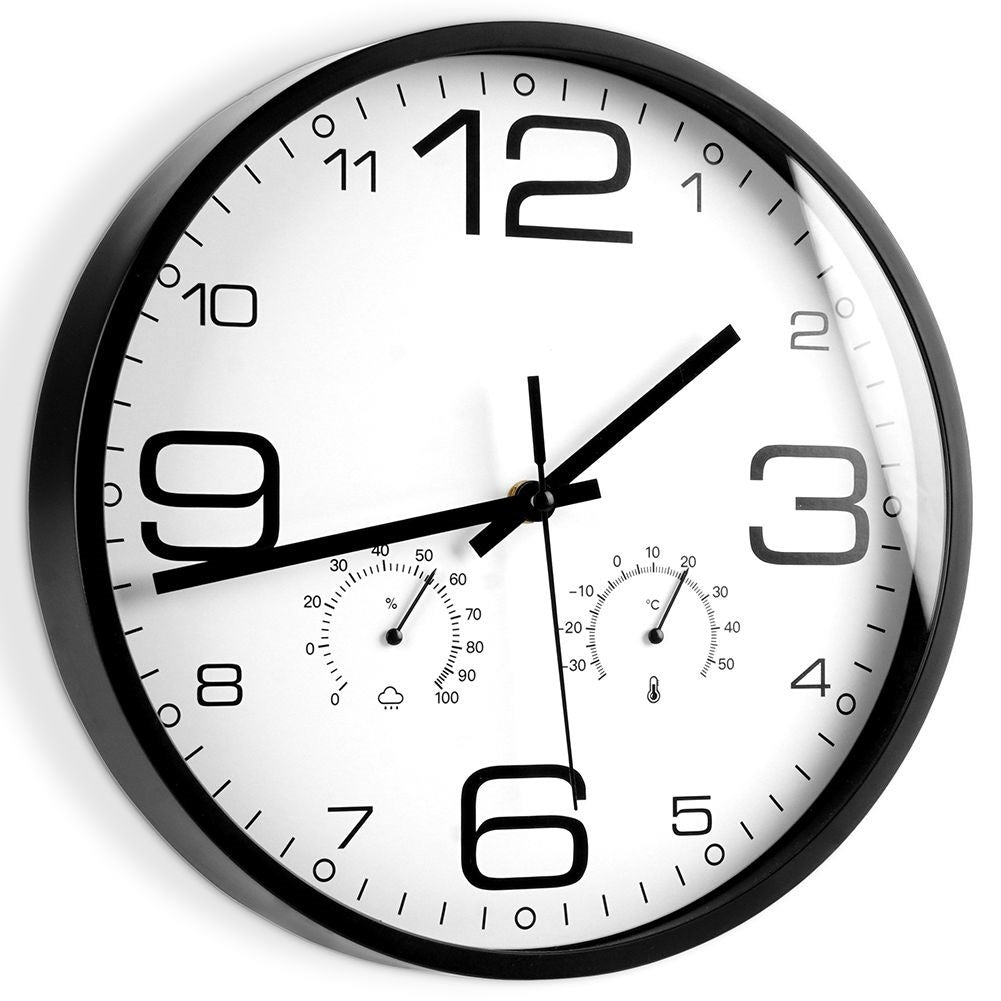 Unique Wall Clock with Thermometer and Hygrometer - 30 cm