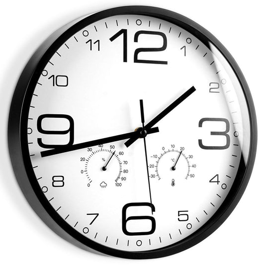 Unique Wall Clock with Thermometer and Hygrometer - 30 cm