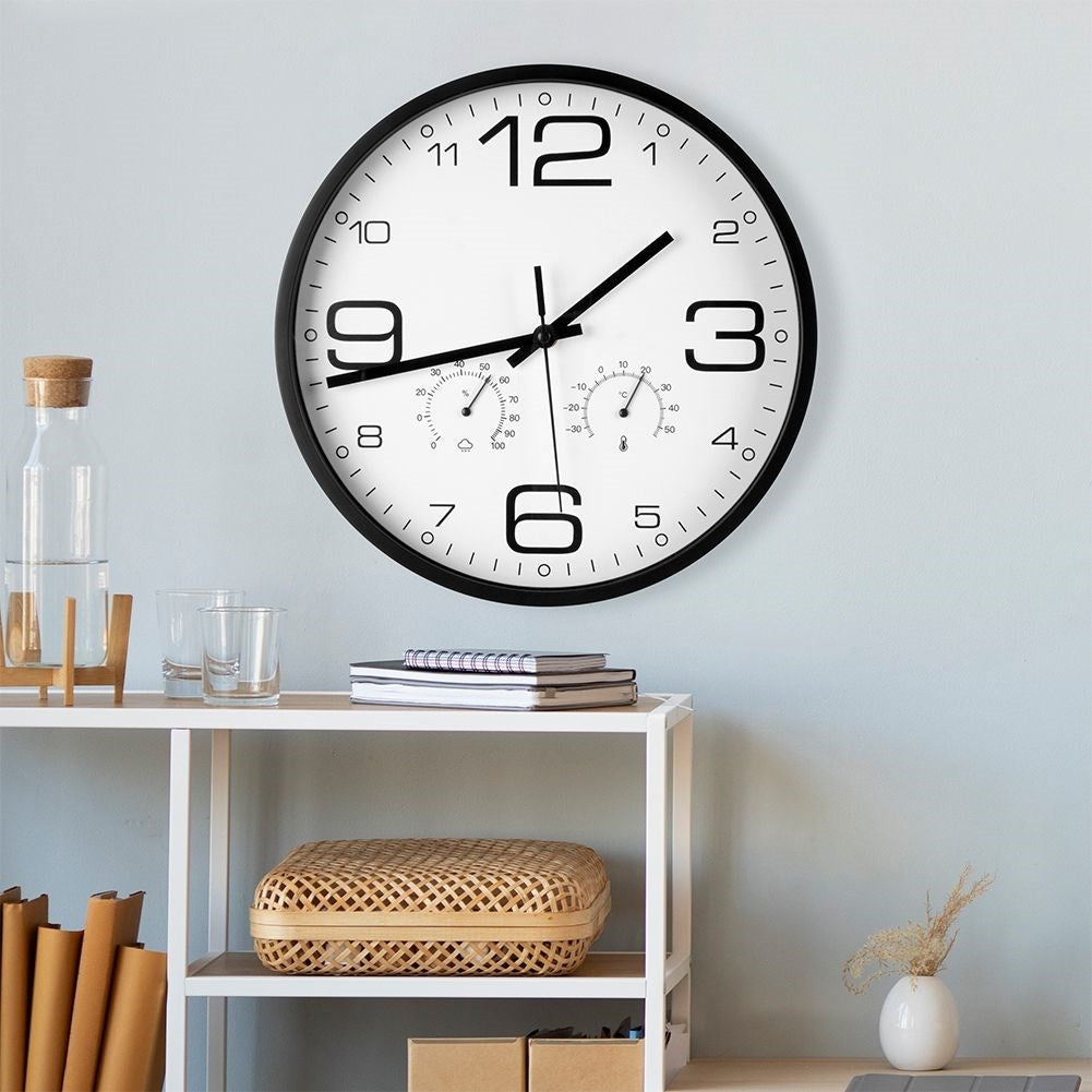 Unique Wall Clock with Thermometer and Hygrometer - 30 cm