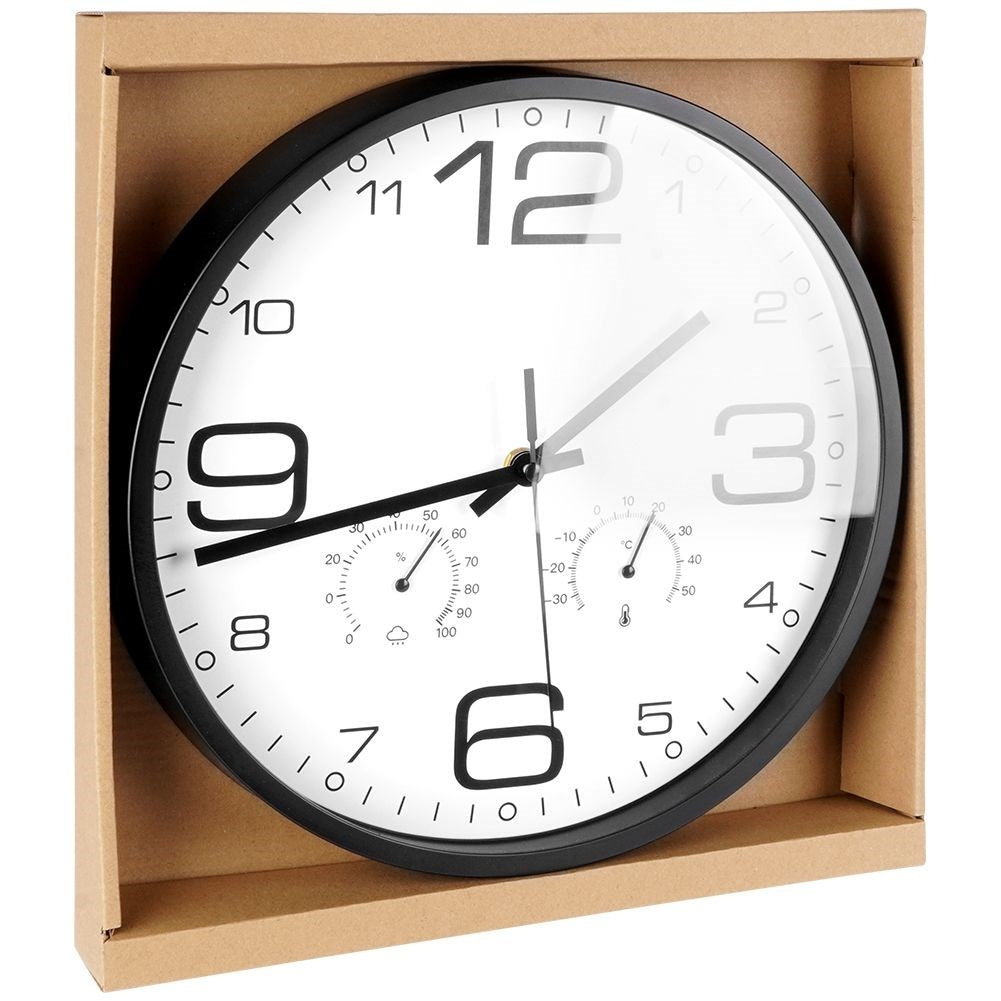 Unique Wall Clock with Thermometer and Hygrometer - 30 cm
