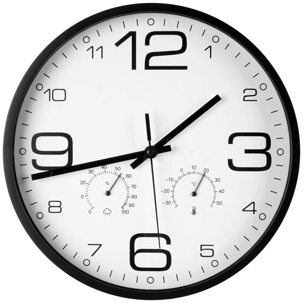 Unique Wall Clock with Thermometer and Hygrometer - 30 cm