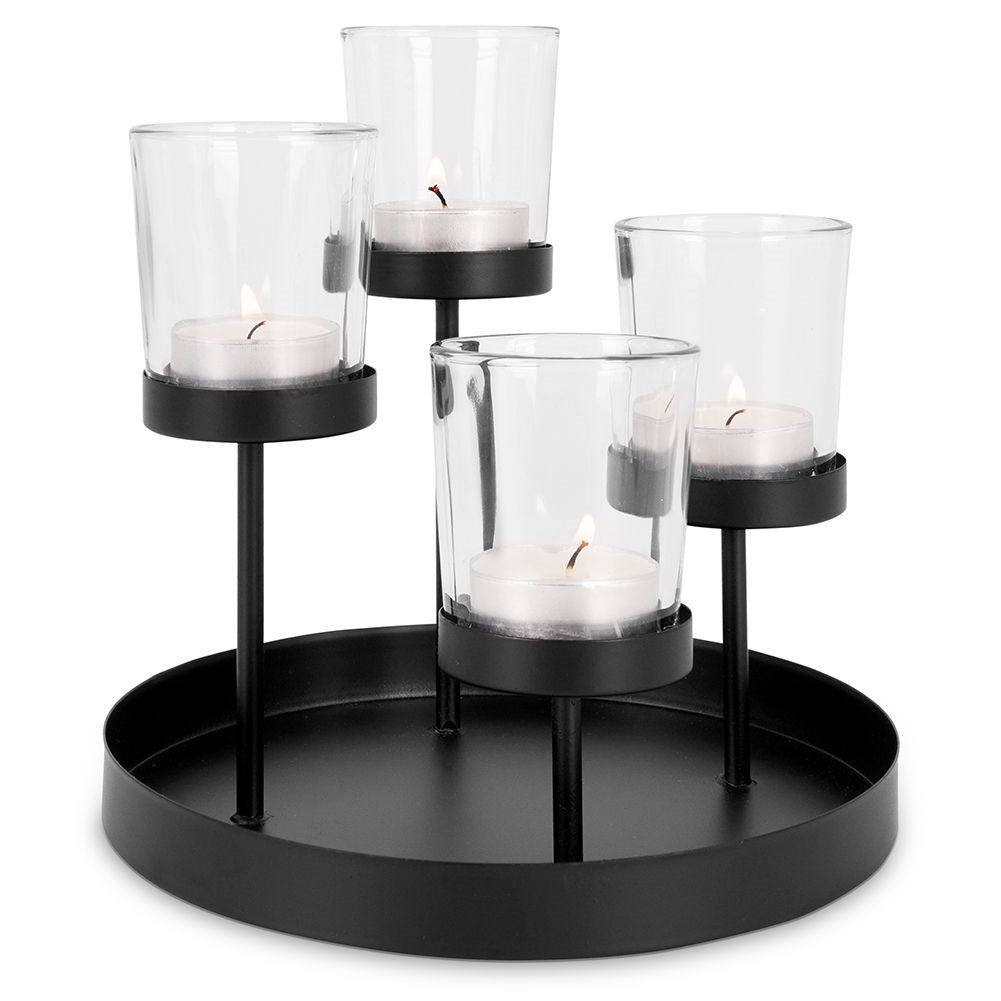 Unique black candlestick for tealights and traditional candles