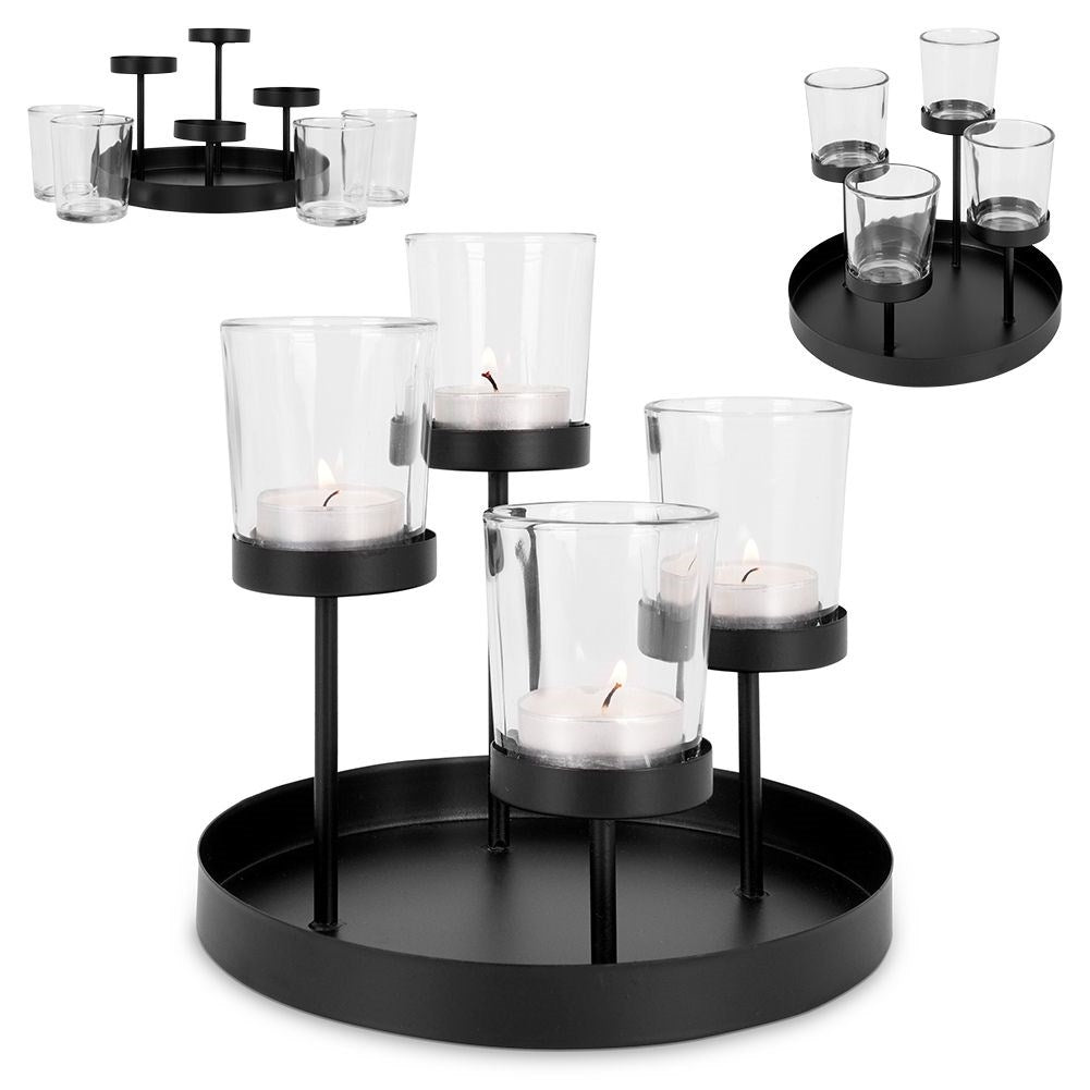 Unique black candlestick for tealights and traditional candles