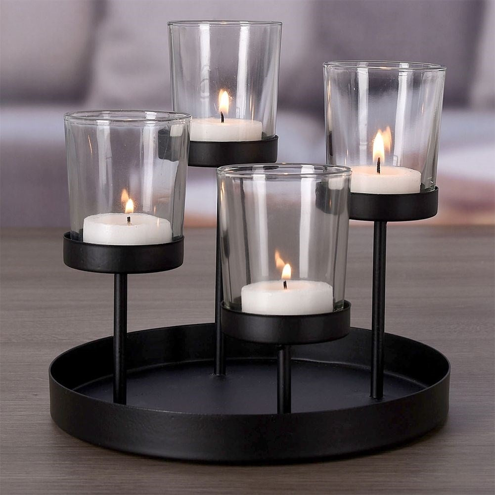 Unique black candlestick for tealights and traditional candles