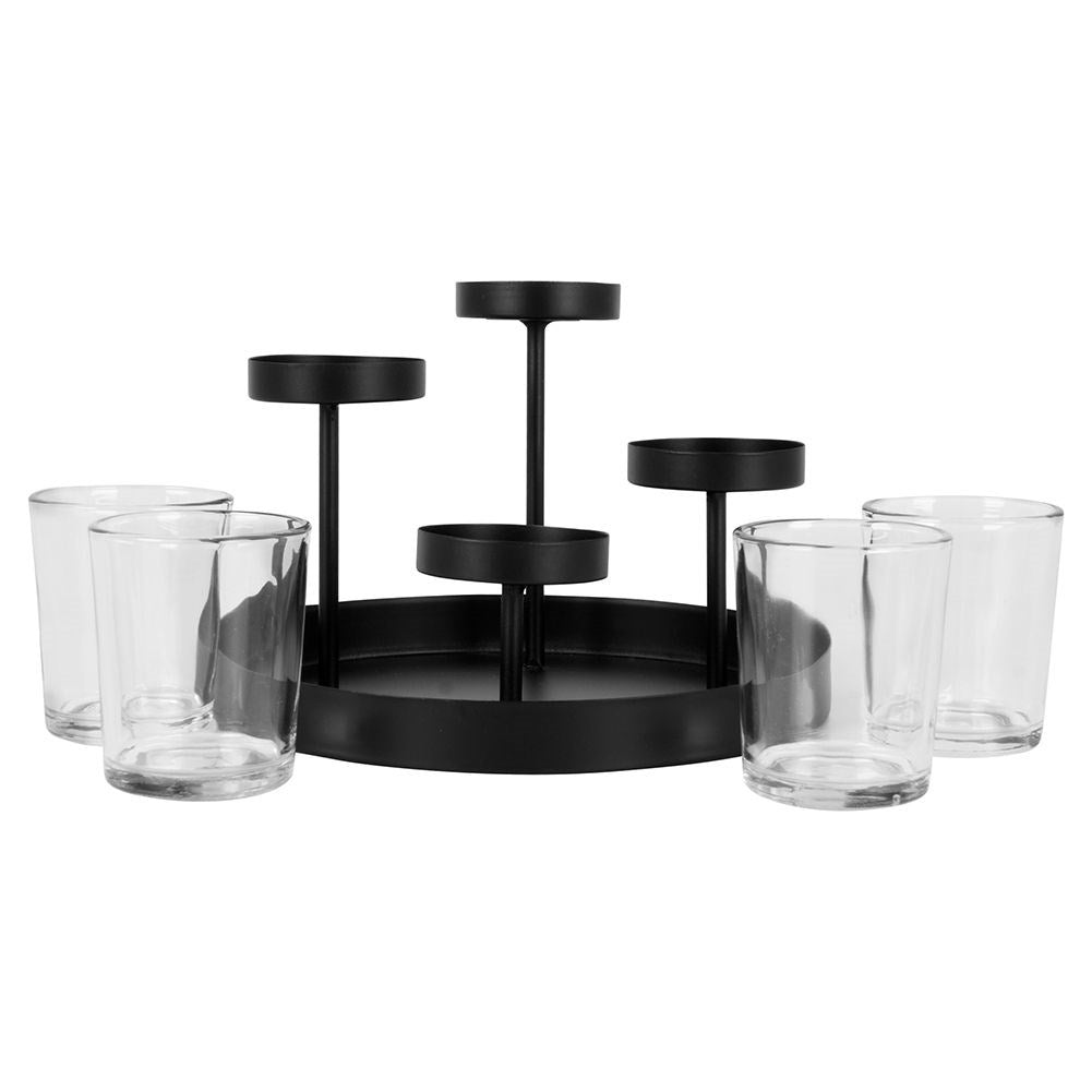 Unique black candlestick for tealights and traditional candles