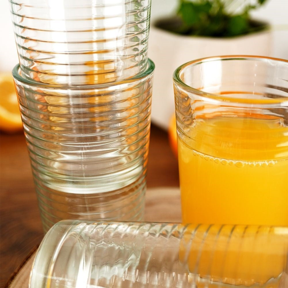 Unique glasses for water, lemonade, drinks and juice.