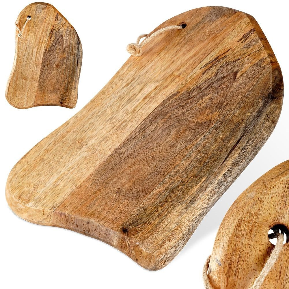 Unique kitchen board in aged mango wood for cutting and serving