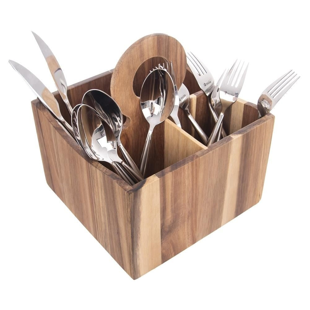 Unique kitchen utensil rack in acacia wood with practical handle
