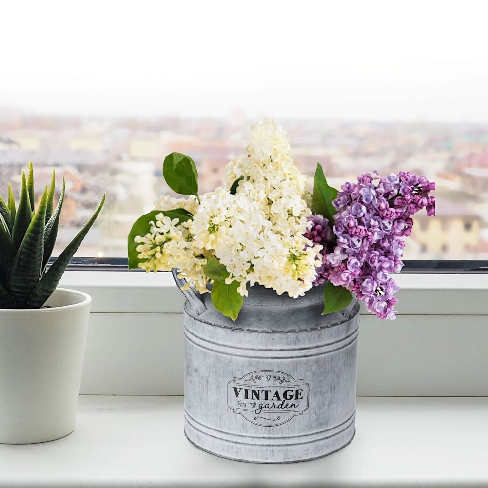 Unique metal jug: Decorative flower pot or vase for the garden