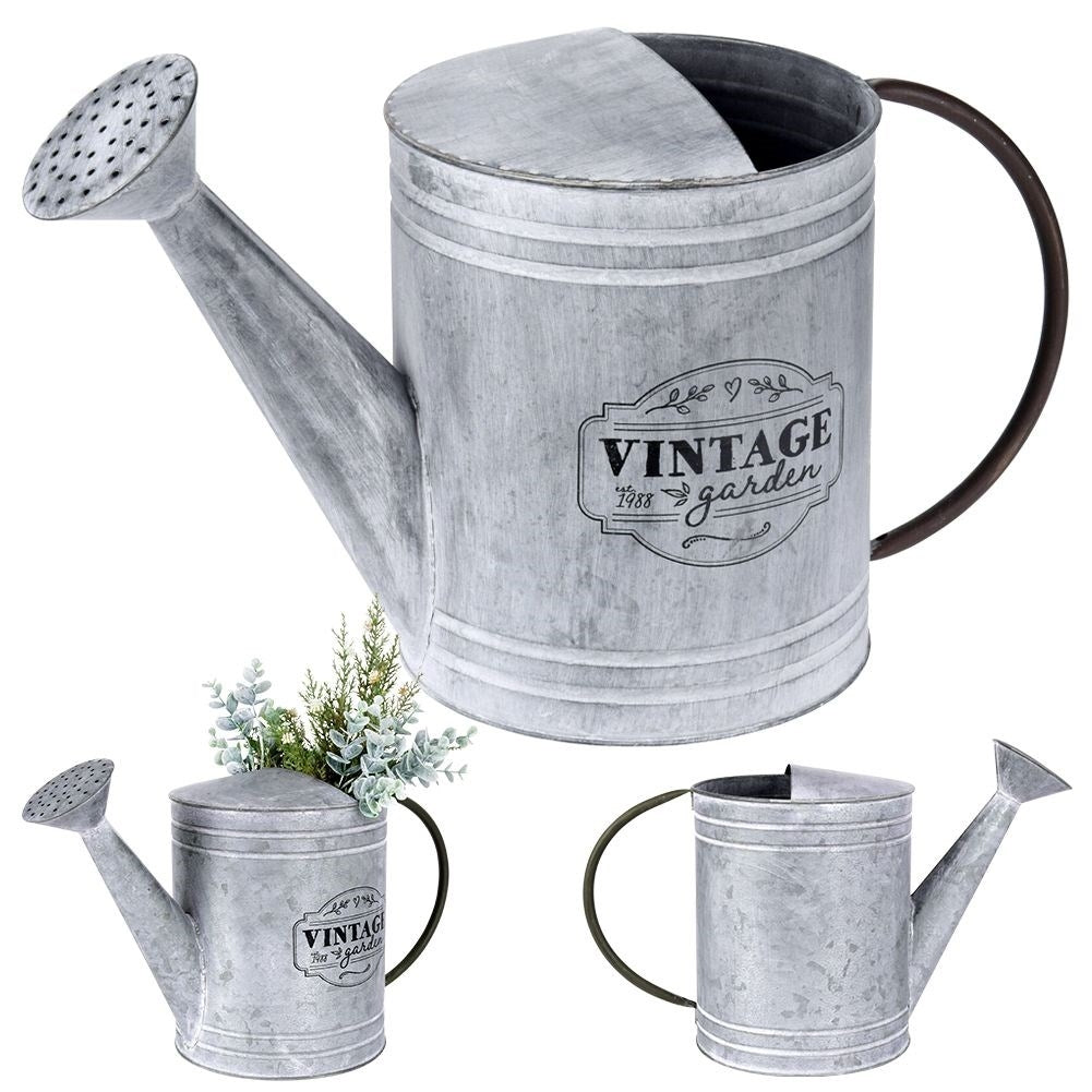 Unique metal watering can for garden decoration and flower arrangements