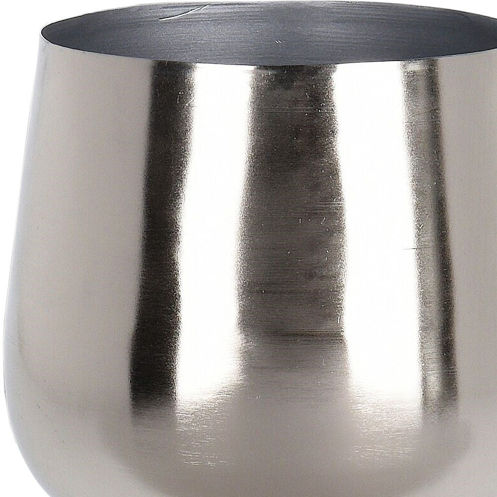 Unique, stylish pot on legs in silver-colored metal