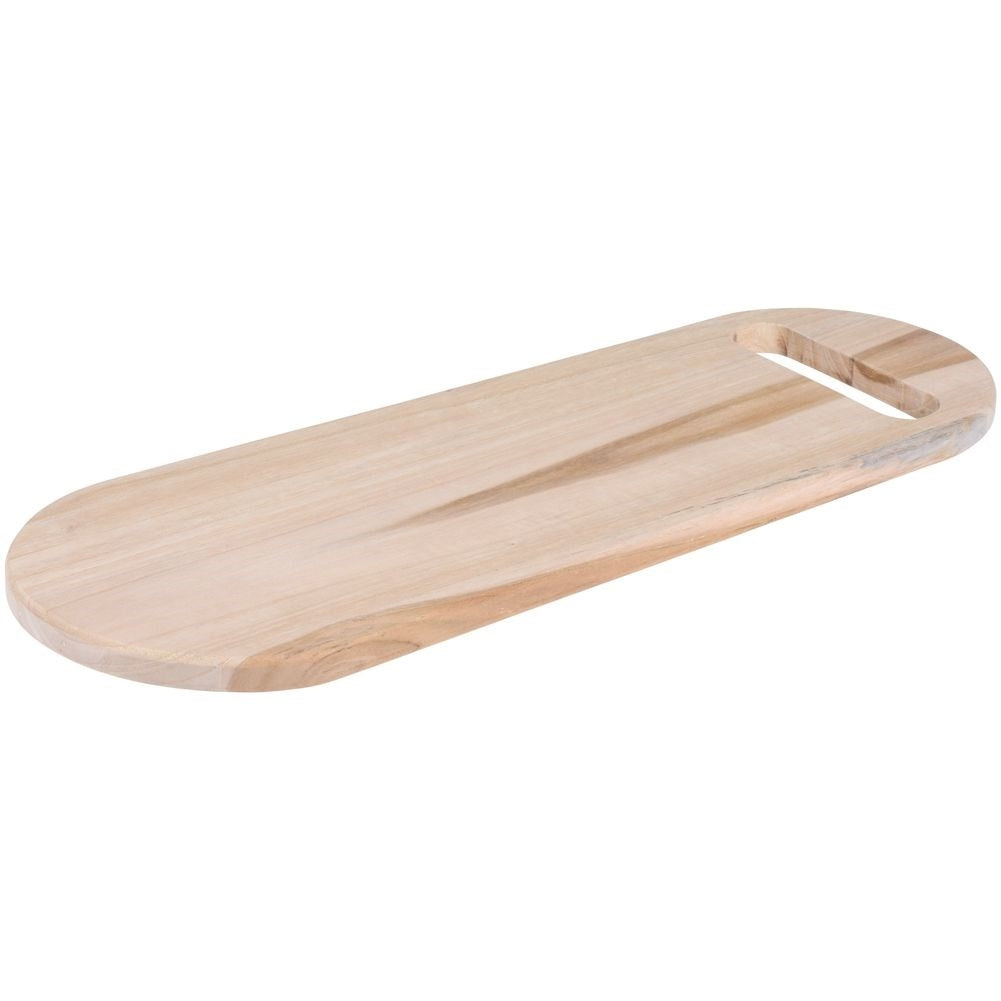 Unique teak cutting board with handle - for cutting & serving