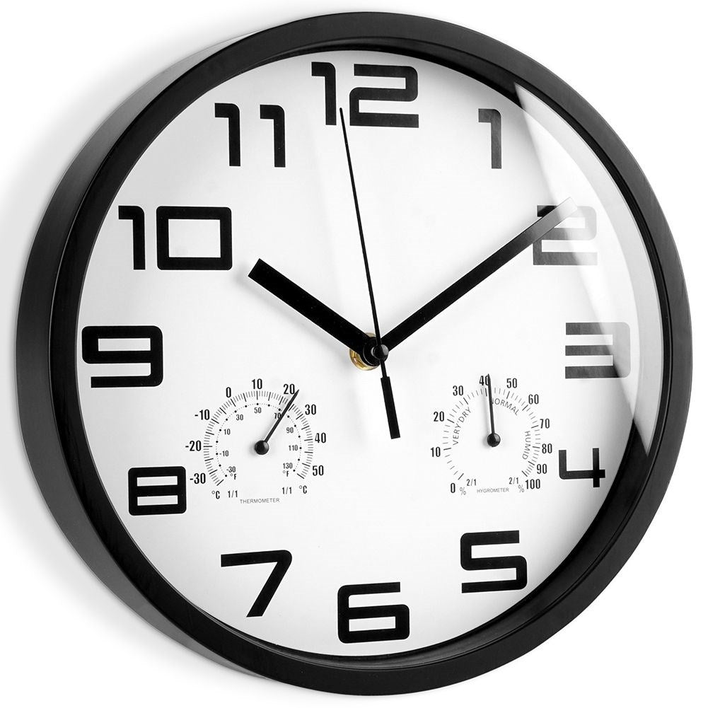Unique wall clock 25cm with thermometer and hygrometer