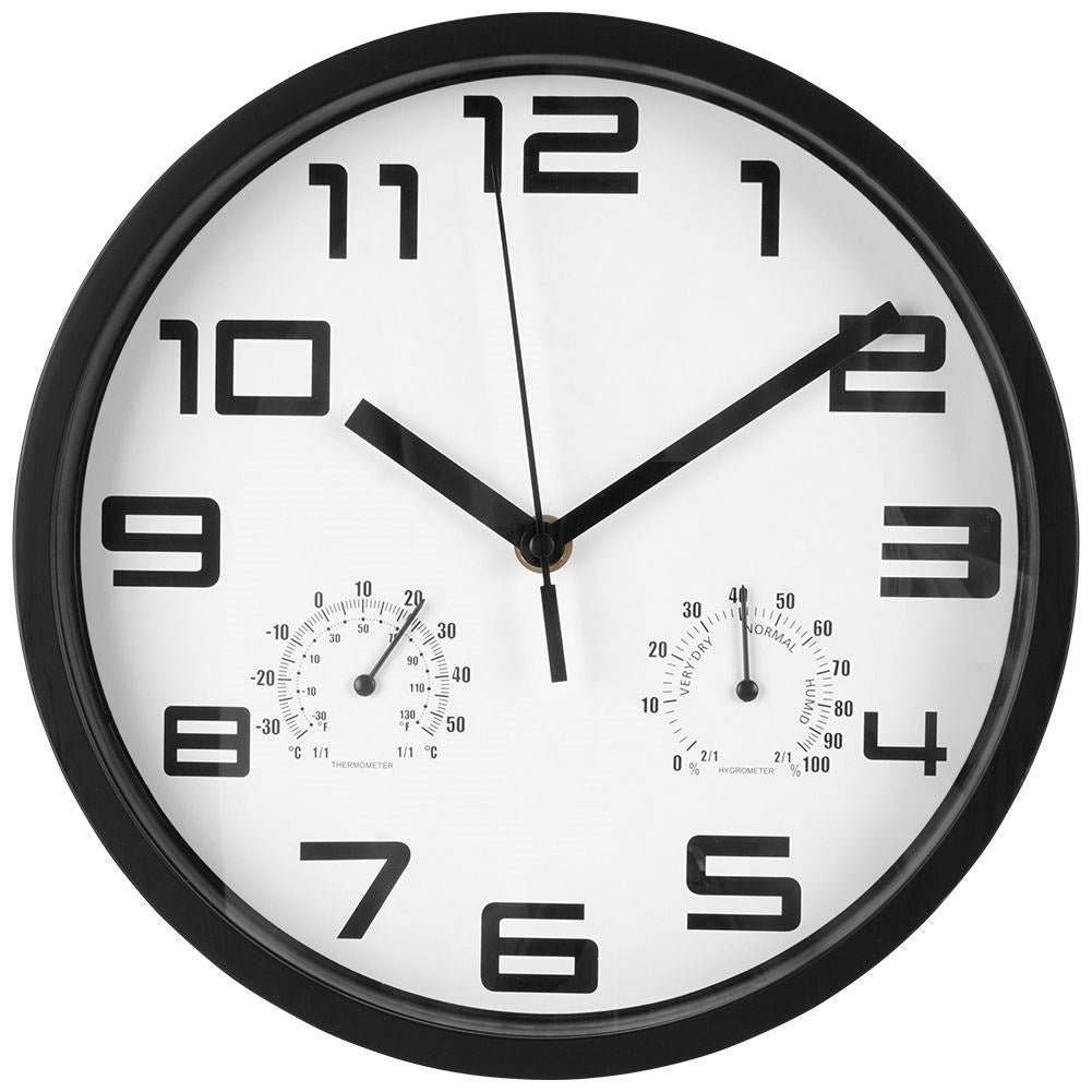 Unique wall clock 25cm with thermometer and hygrometer