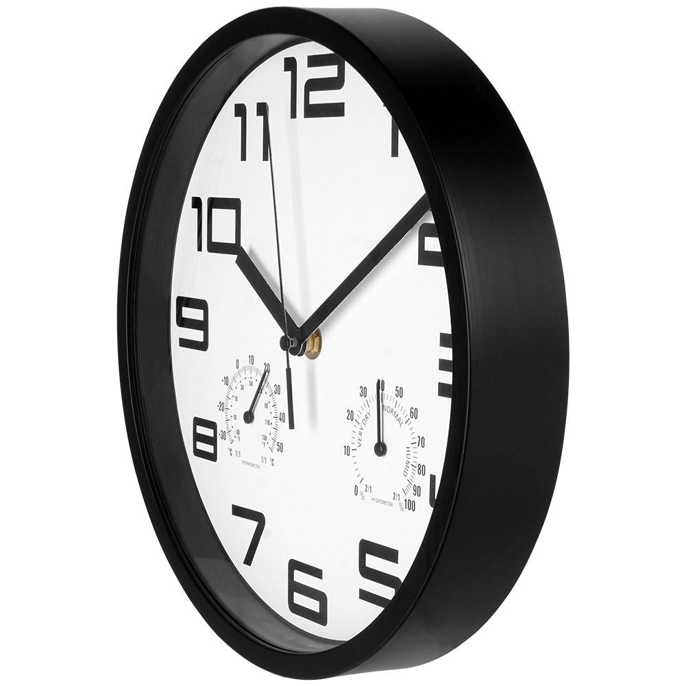 Unique wall clock 25cm with thermometer and hygrometer