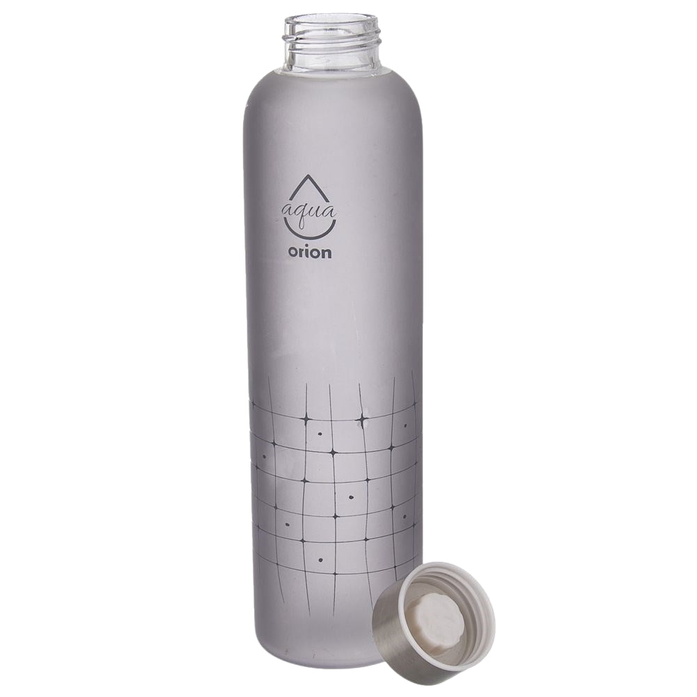Unique water bottle with frosted look and steel lid