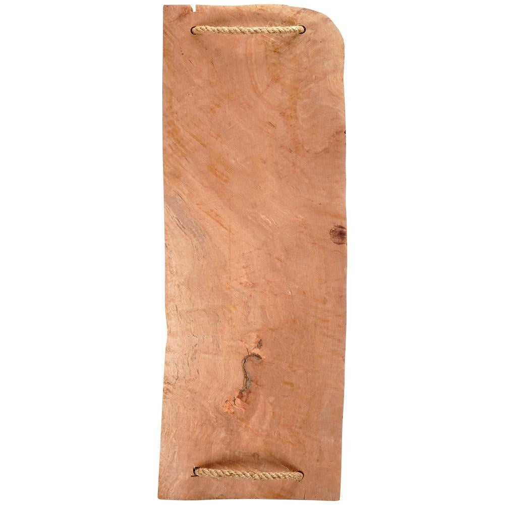 Unique wooden serving board with jute handle, cutting/serving