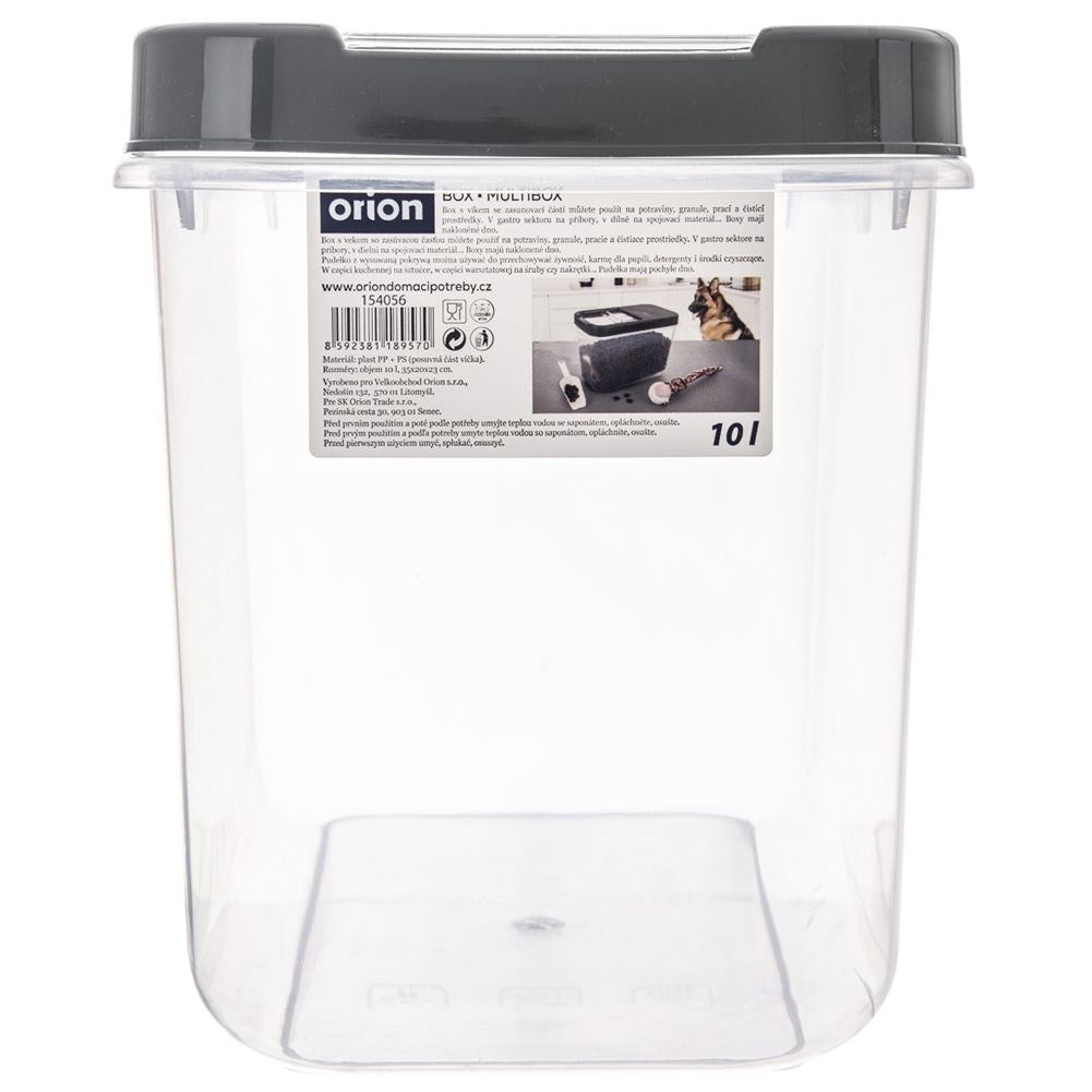 Universal 10L storage container with sliding lid, durable, dishwasher safe