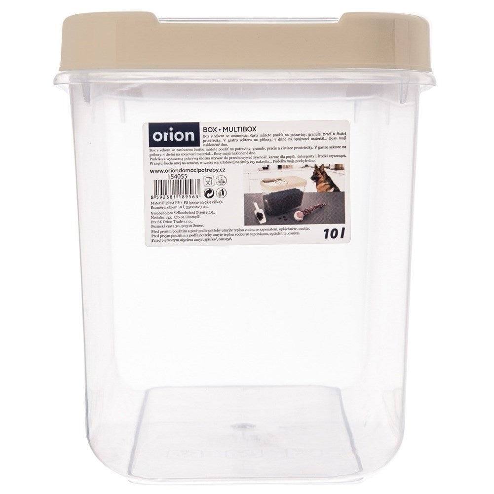 Universal 10L storage container with sliding lid, durable, dishwasher safe