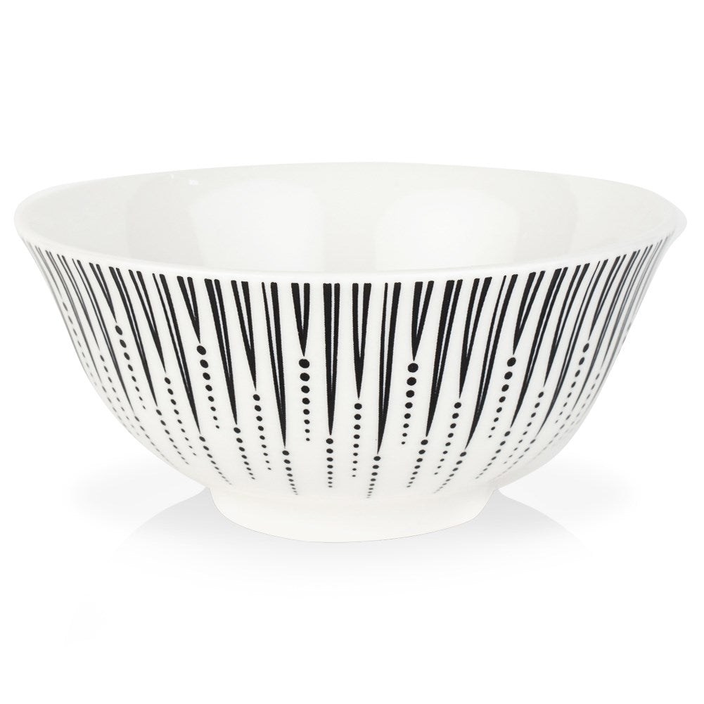 Universal 600 ml Bowl in White Porcelain with Black Design