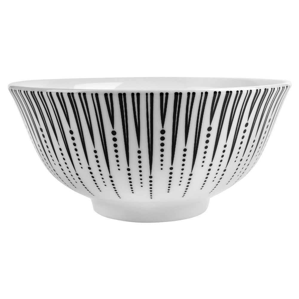 Universal 600 ml Bowl in White Porcelain with Black Design