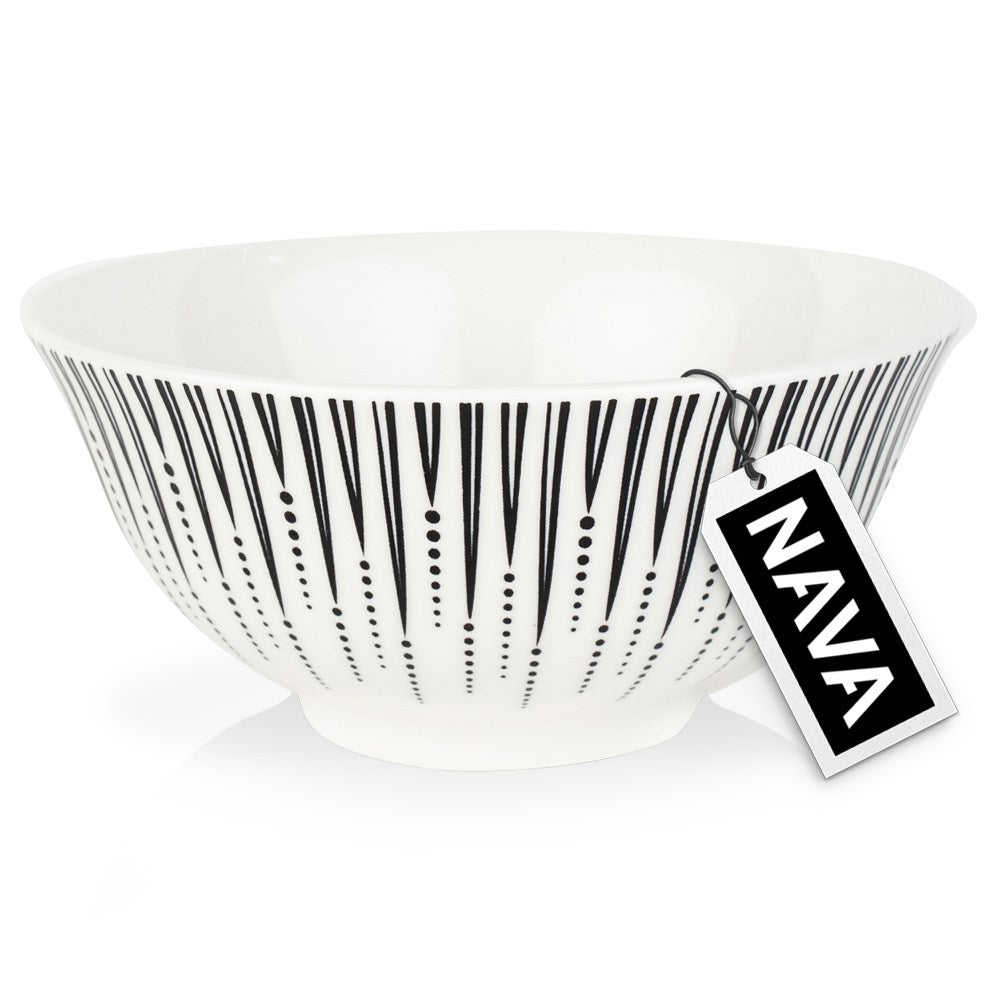 Universal 600 ml Bowl in White Porcelain with Black Design