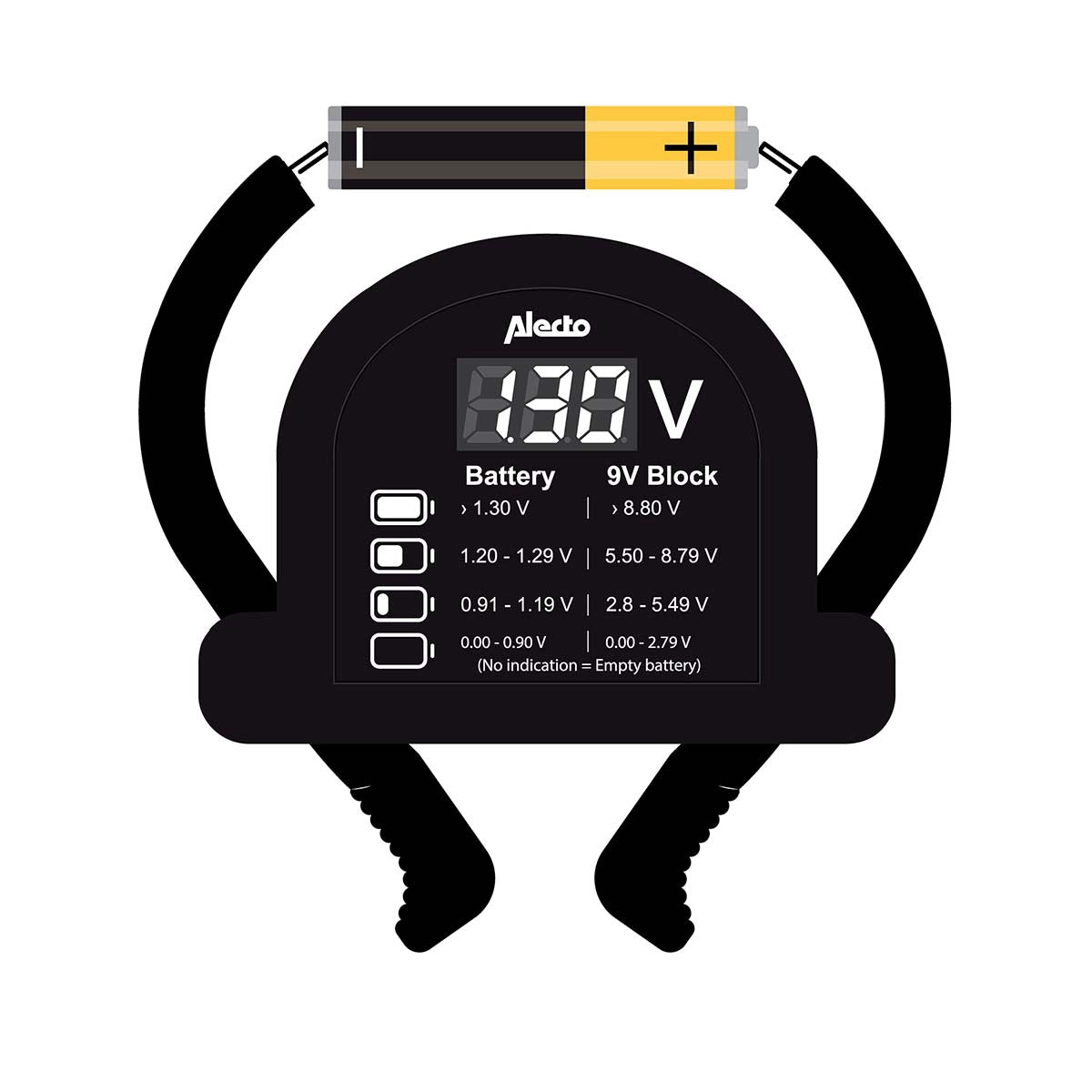 Universal Battery Tester for AA, AAA, C, D, 9V, Button Cells