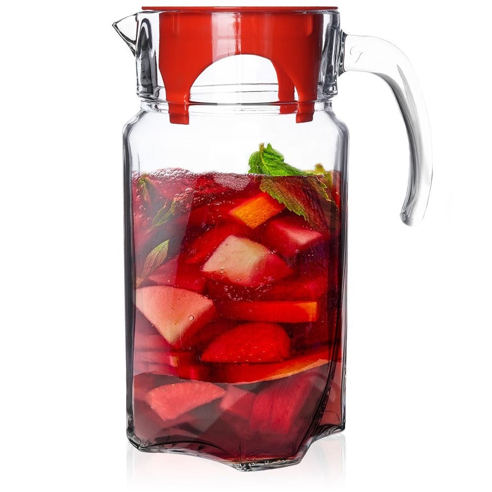 Universal Glass Jug with Lid and Spout for Beverages