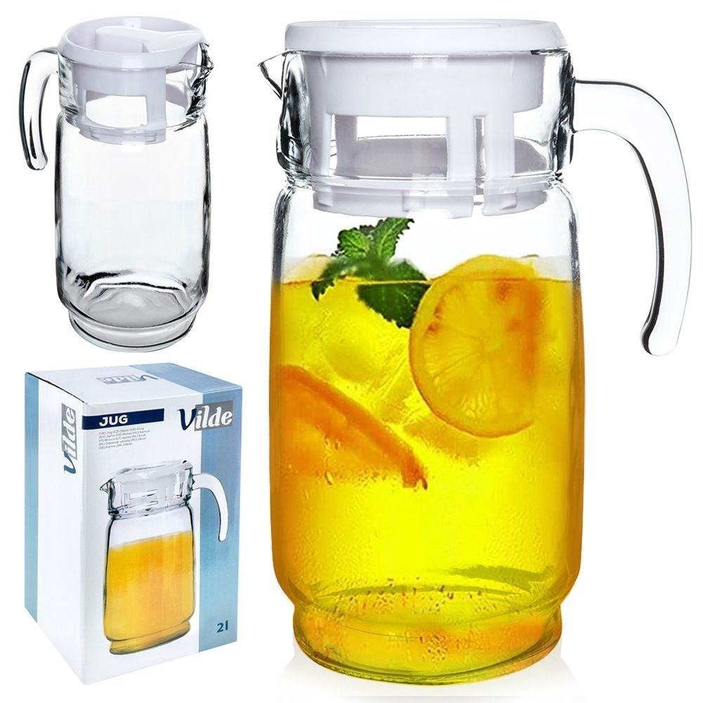 Universal Glass Jug with Lid for Beverages