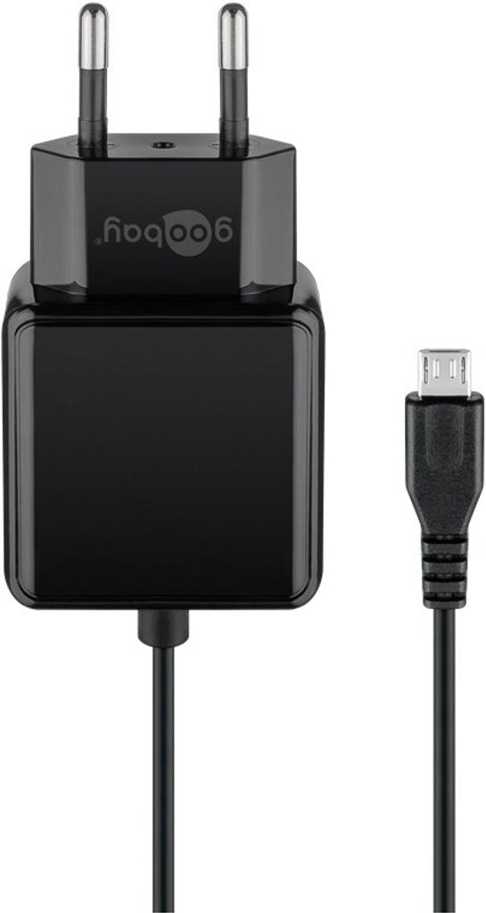 Universal Goobay power adapter with a micro-USB cable - Black