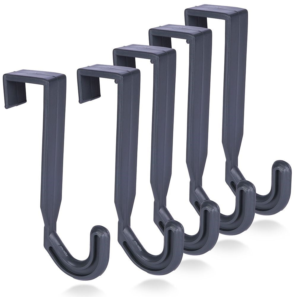 Universal Gray Hooks: Durable Plastic, Easy Door Mounting