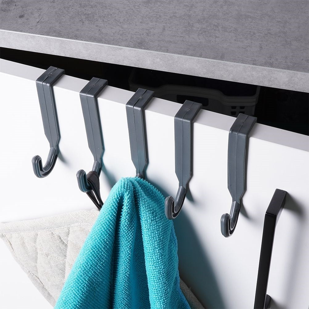 Universal Gray Hooks: Durable Plastic, Easy Door Mounting