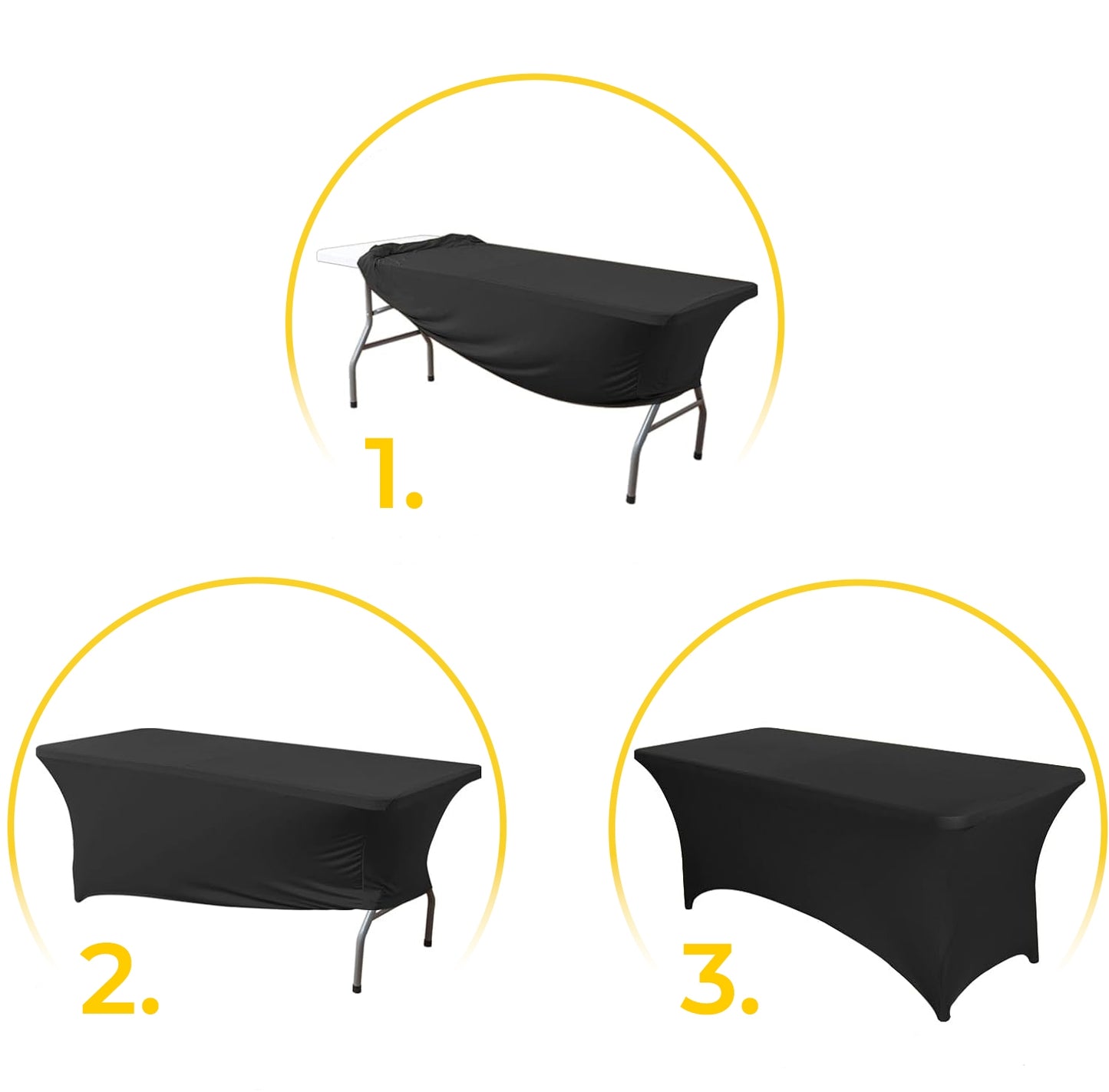 Universal Table Cover for Catering Table 240 cm 8FT Black Stretch MultiGarden
