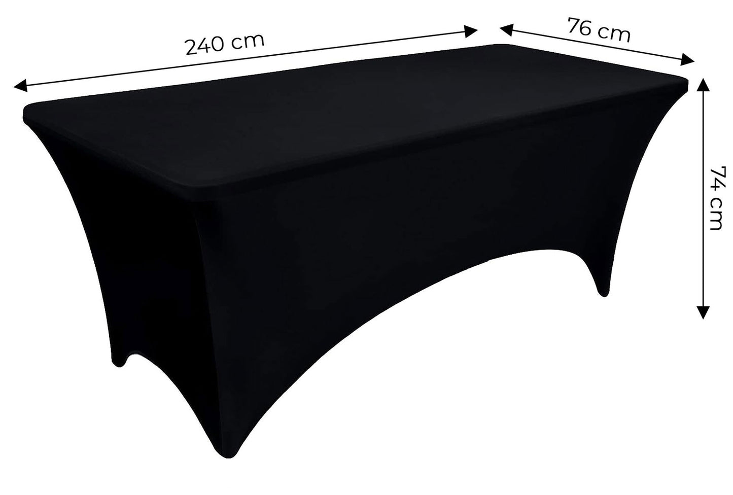 Universal Table Cover for Catering Table 240 cm 8FT Black Stretch MultiGarden