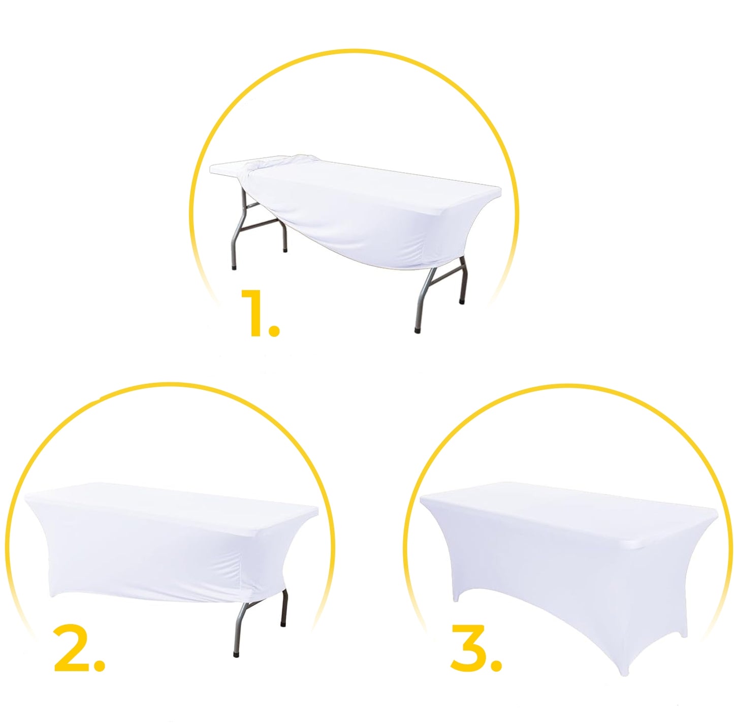 Universal Table Cover for Catering Table 240 cm 8FT White Stretch MultiGarden