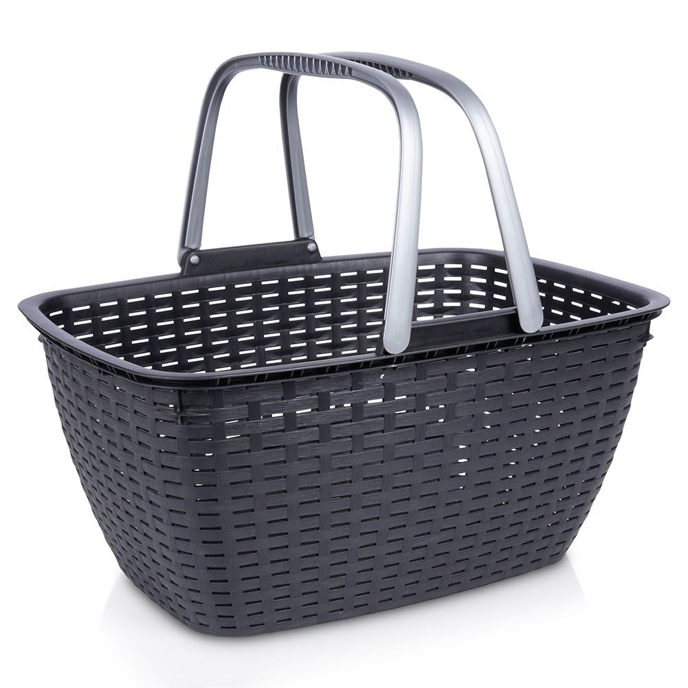 Universal anthracite basket with silver handle for shopping & picnics