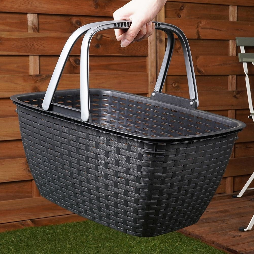 Universal anthracite basket with silver handle for shopping & picnics