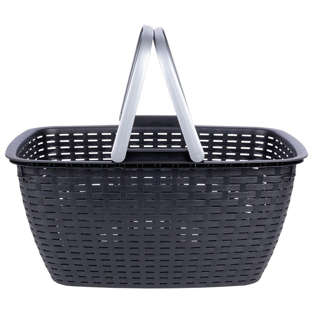 Universal anthracite basket with silver handle for shopping & picnics
