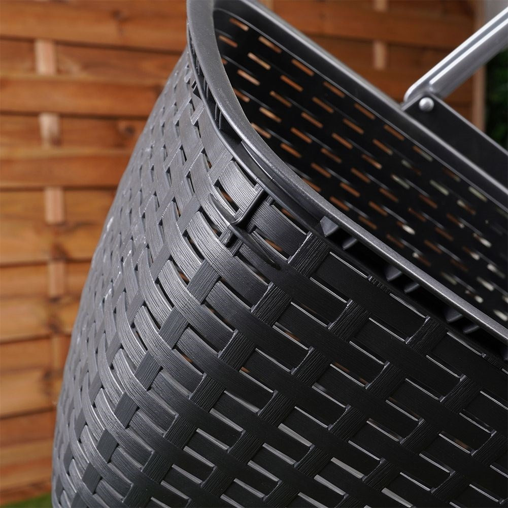 Universal anthracite basket with silver handle for shopping & picnics