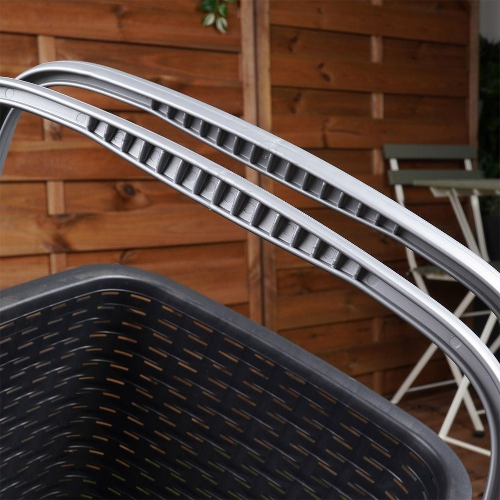 Universal anthracite basket with silver handle for shopping & picnics