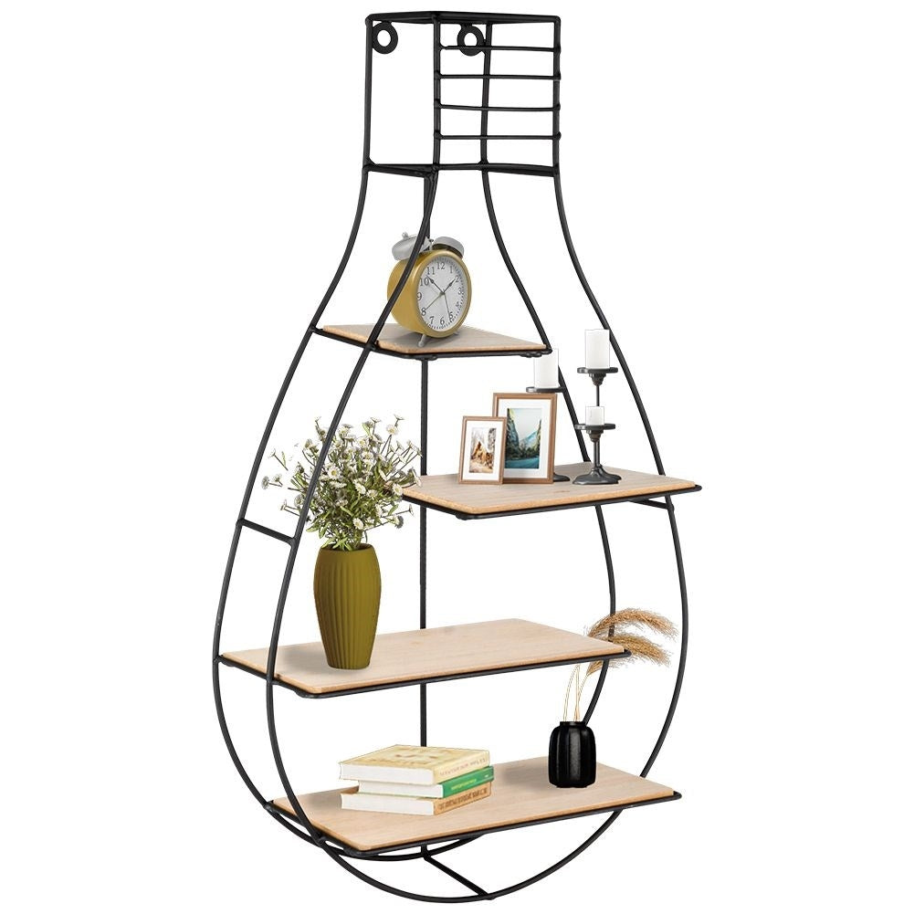 Universal black metal shelf with MDF in industrial LOFT style