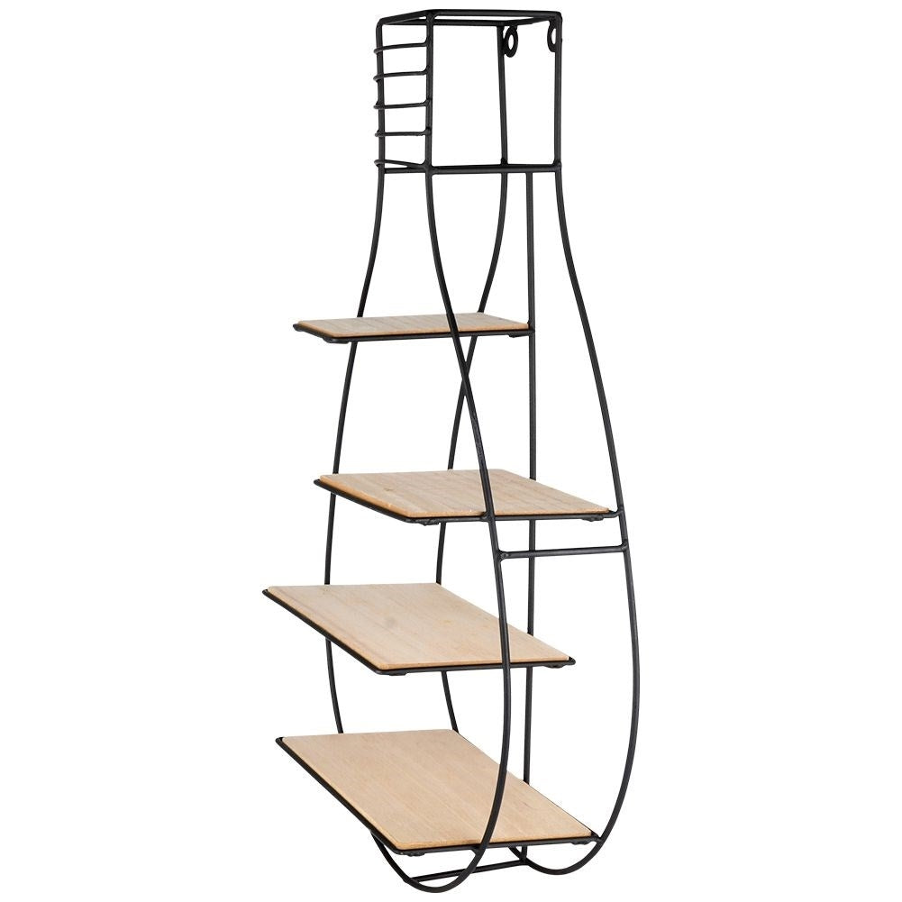 Universal black metal shelf with MDF in industrial LOFT style
