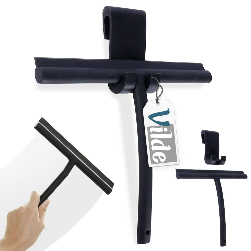 Universal black silicone water scraper with hanging hook