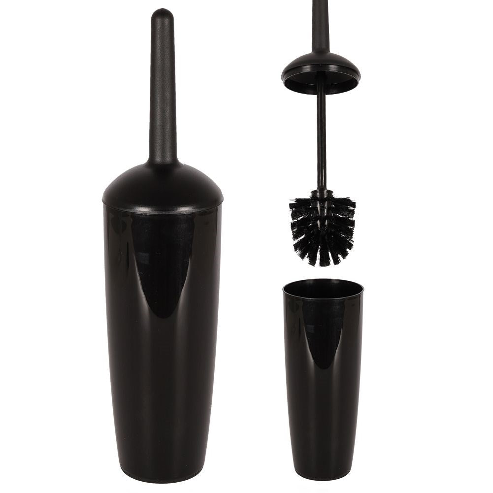 Universal black toilet brush with container - high quality