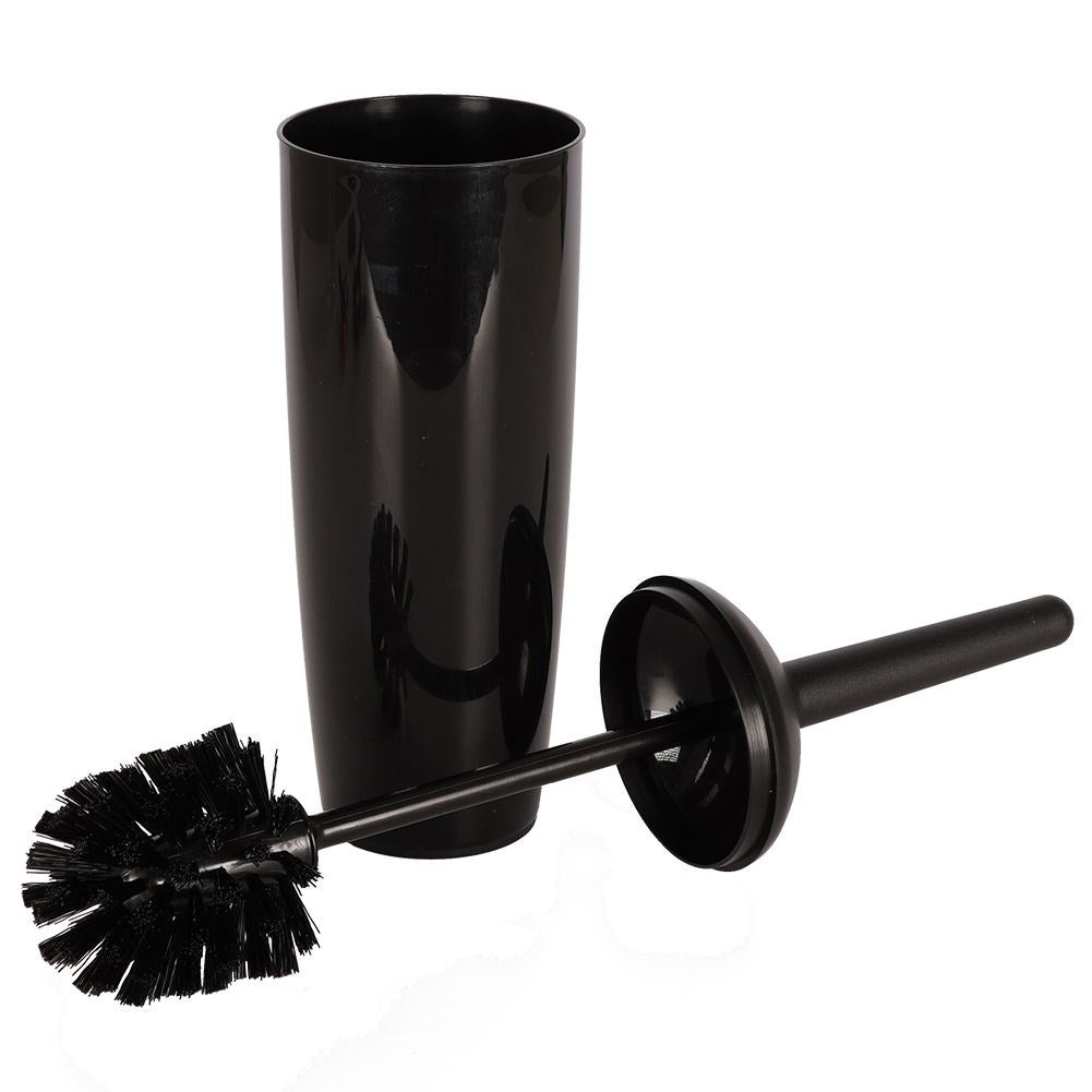 Universal black toilet brush with container - high quality
