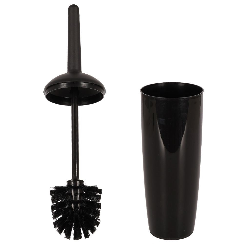 Universal black toilet brush with container - high quality