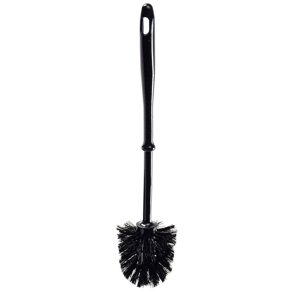 Universal black toilet brush with plastic container