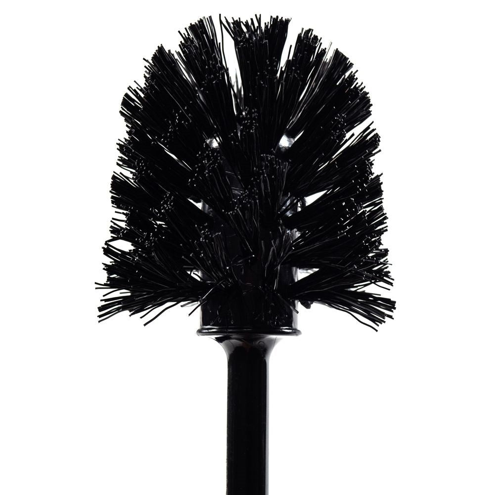 Universal black toilet brush with plastic container