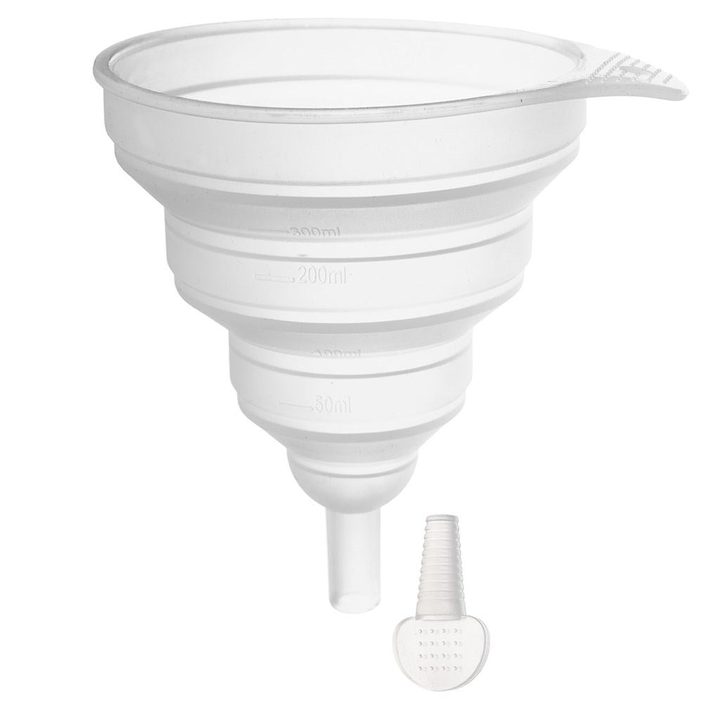 Universal collapsible silicone funnel with measuring function for the kitchen