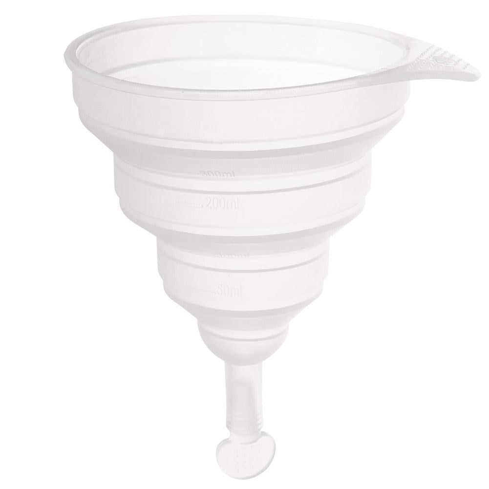 Universal collapsible silicone funnel with measuring function for the kitchen